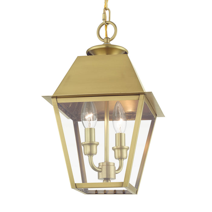 Livex Lighting - 27217-08 - Two Light Outdoor Pendant - Wentworth - Natural Brass