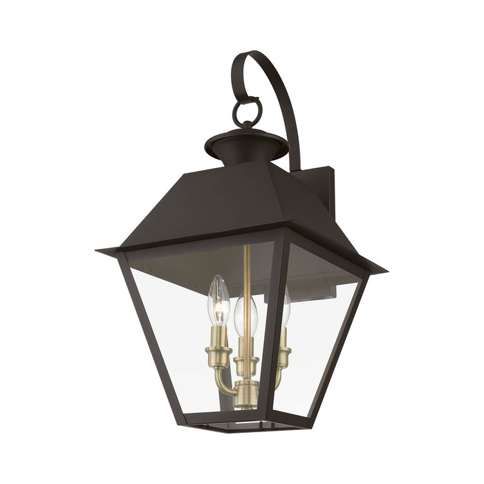 Livex Lighting - 27218-07 - Three Light Outdoor Wall Lantern - Wentworth - Bronze with Antique Brass Finish Cluster