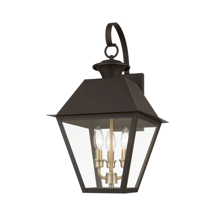 Livex Lighting - 27218-07 - Three Light Outdoor Wall Lantern - Wentworth - Bronze with Antique Brass Finish Cluster