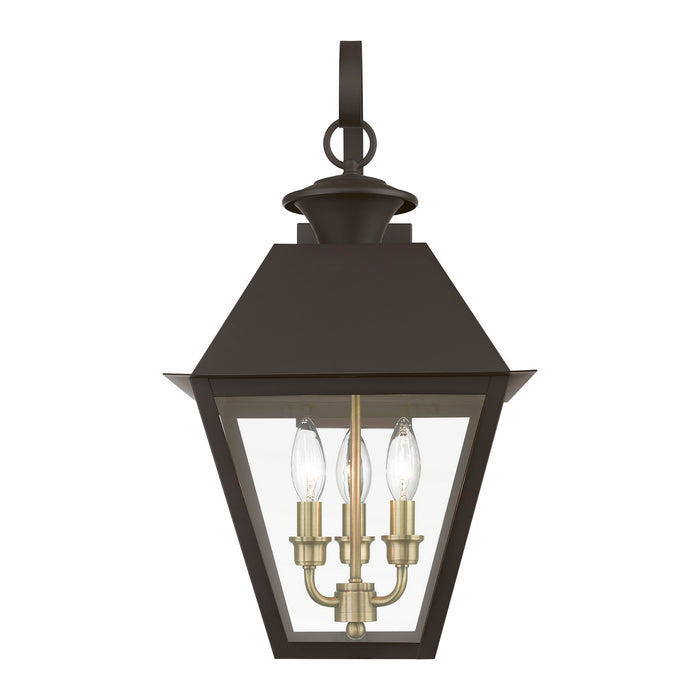 Livex Lighting - 27218-07 - Three Light Outdoor Wall Lantern - Wentworth - Bronze with Antique Brass Finish Cluster