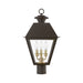 Livex Lighting - 27219-07 - Three Light Outdoor Post Top Lantern - Wentworth - Bronze with Antique Brass Finish Cluster