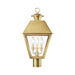 Livex Lighting - 27219-08 - Three Light Outdoor Post Top Lantern - Wentworth - Natural Brass