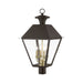 Livex Lighting - 27223-07 - Four Light Outdoor Post Top Lantern - Wentworth - Bronze with Antique Brass Finish Cluster
