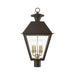 Livex Lighting - 27223-07 - Four Light Outdoor Post Top Lantern - Wentworth - Bronze with Antique Brass Finish Cluster