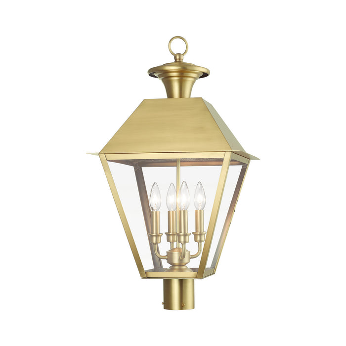 Livex Lighting - 27223-08 - Four Light Outdoor Post Top Lantern - Wentworth - Natural Brass
