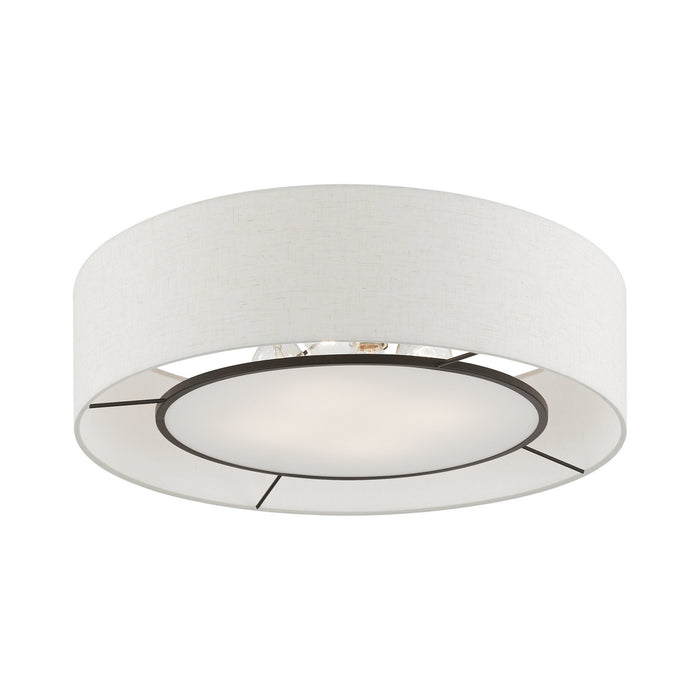 Livex Lighting - 40144-92 - Four Light Semi-Flush Mount - Ellsworth - Brushed Nickel with Shiny White