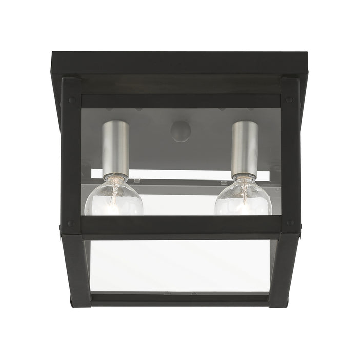 Livex Lighting - 4031-04 - Two Light Flush Mount - Milford - Black with Brushed Nickel Finish Candles