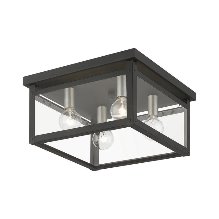 Livex Lighting - 4032-04 - Four Light Flush Mount - Milford - Black with Brushed Nickel Finish Candles