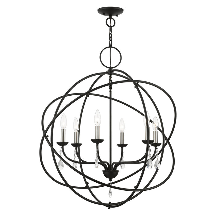 Livex Lighting - 40906-04 - Six Light Pendant Chandelier - Aria - Black with Brushed Nickel Finish Candles