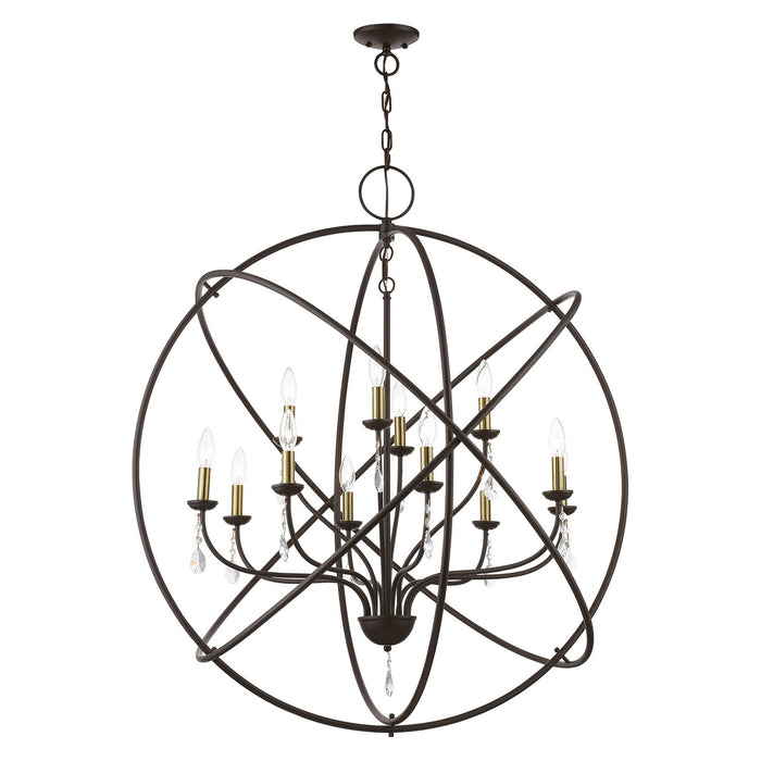 Livex Lighting - 40909-07 - 12 Light Foyer Chandelier - Aria - Bronze with Antique Brass Finish Candles