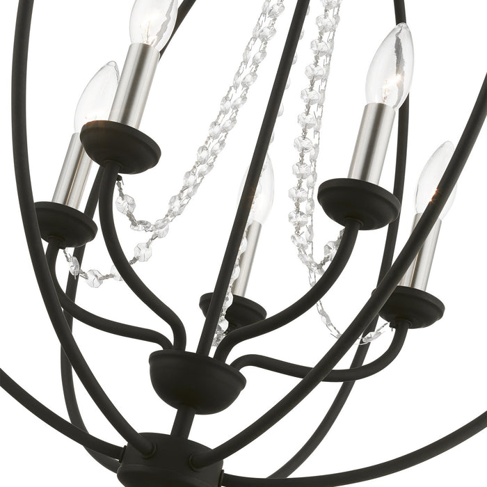 Livex Lighting - 40915-04 - Five Light Chandelier - Arabella - Black with Brushed Nickel Finish Candles