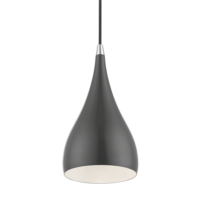 Livex Lighting - 41171-96 - One Light Mini Pendant - Amador - Shiny Dark Gray with Polished Chrome
