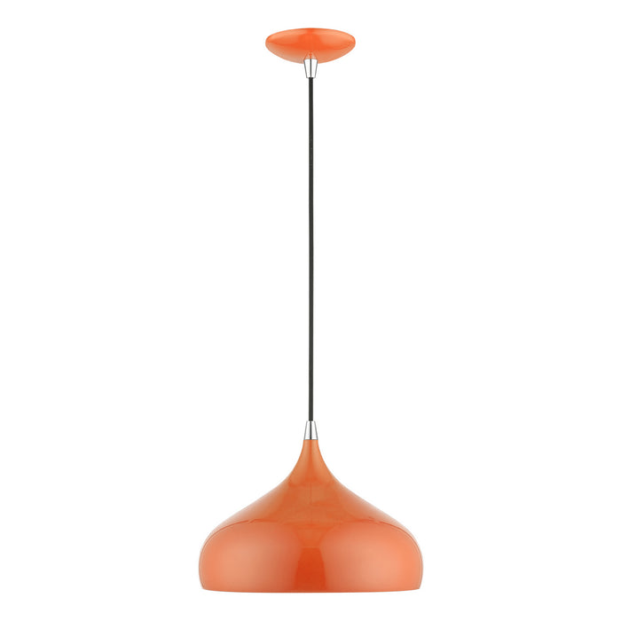 Livex Lighting - 41172-77 - One Light Pendant - Amador - Shiny Orange with Polished Chrome