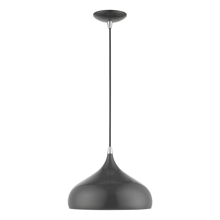 Livex Lighting - 41172-96 - One Light Pendant - Amador - Shiny Dark Gray with Polished Chrome