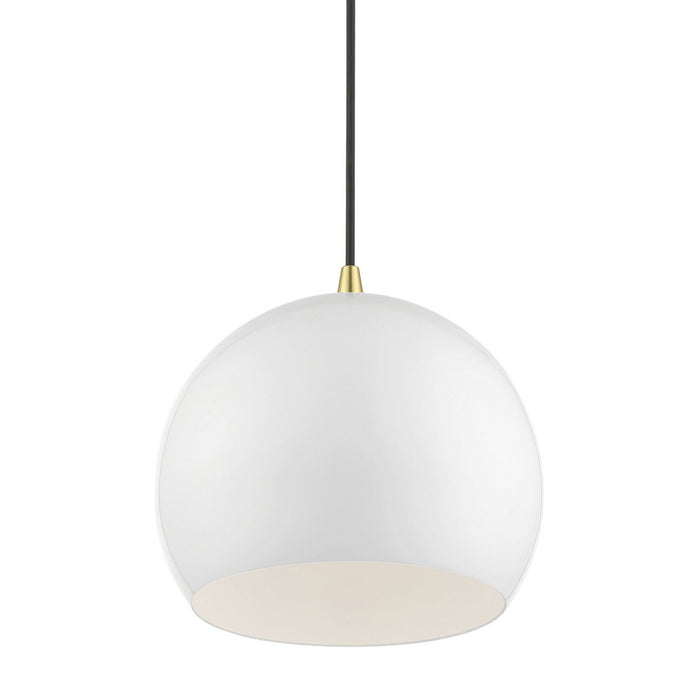Livex Lighting - 41181-69 - One Light Pendant - Piedmont - Shiny White with Polished Brass
