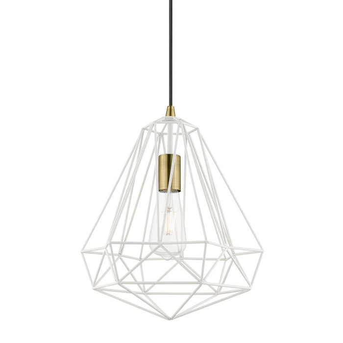 Livex Lighting - 41324-13 - One Light Pendant - Knox - Textured White with Antique Brass