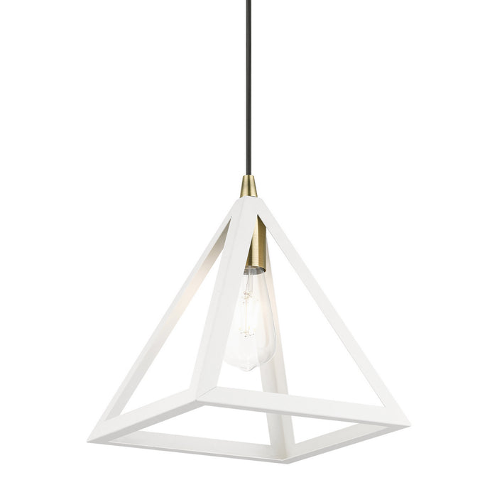 Livex Lighting - 41329-13 - One Light Pendant - Pinnacle - Textured White with Antique Brass