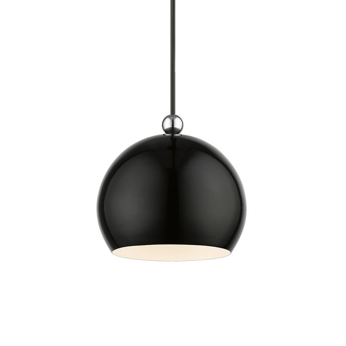 Livex Lighting - 45481-68 - One Light Mini Pendant - Stockton - Shiny Black with Polished Chrome