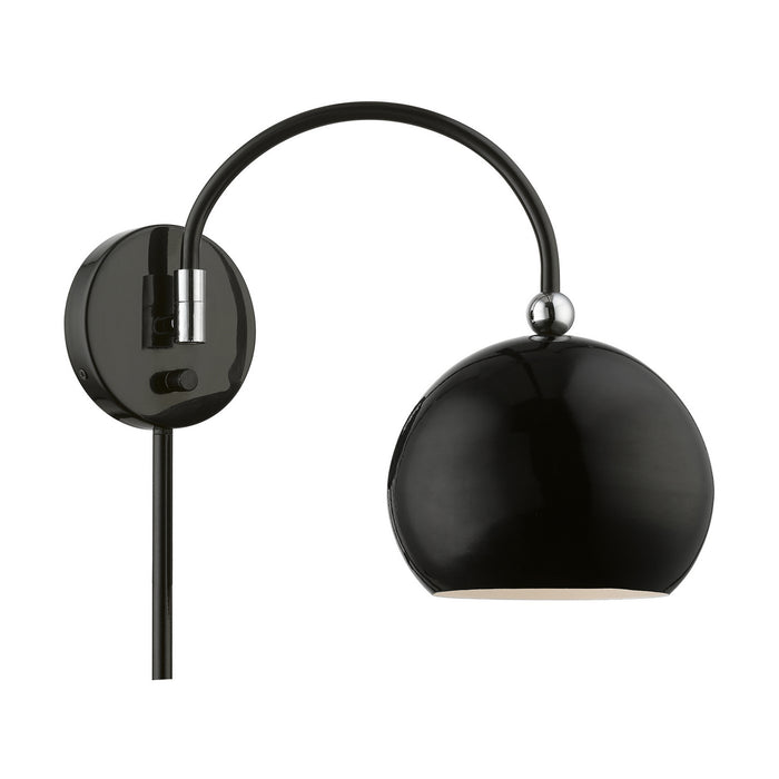 Livex Lighting - 45489-68 - One Light Swing Arm Wall Lamp - Stockton - Shiny Black with Polished Chrome