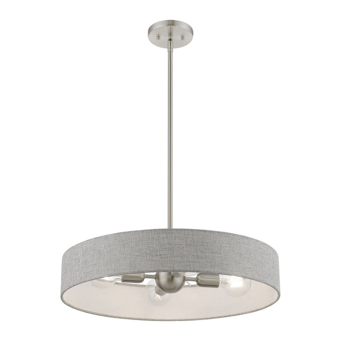 Livex Lighting - 46144-91 - Four Light Pendant - Elmhurst - Brushed Nickel with Shiny White