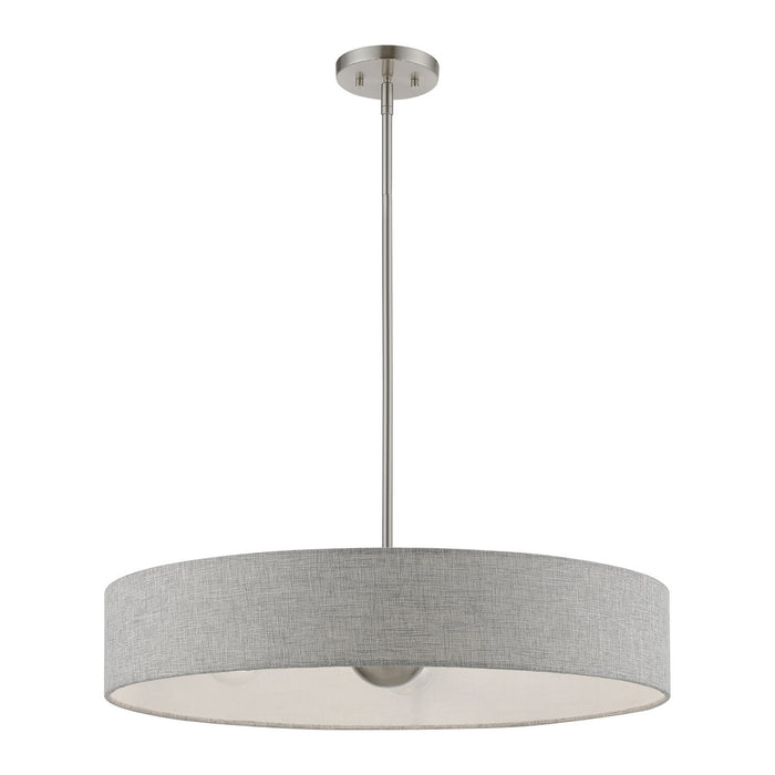 Livex Lighting - 46145-91 - Five Light Pendant - Elmhurst - Brushed Nickel with Shiny White