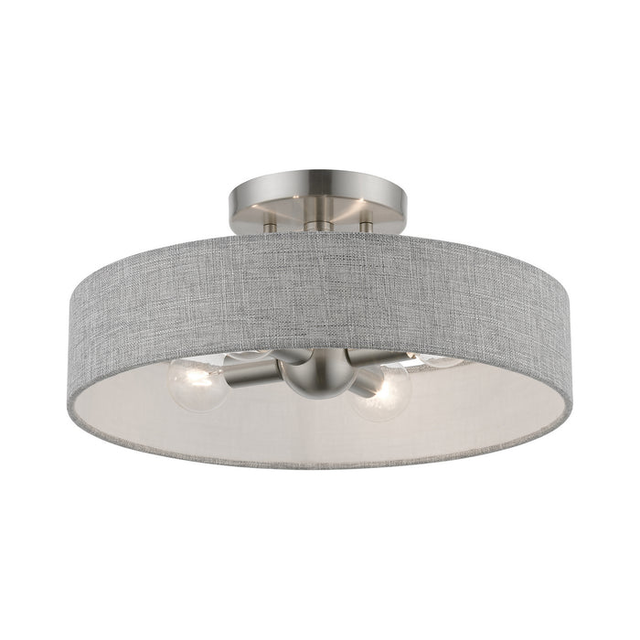 Livex Lighting - 46147-91 - Four Light Semi-Flush Mount - Elmhurst - Brushed Nickel with Shiny White