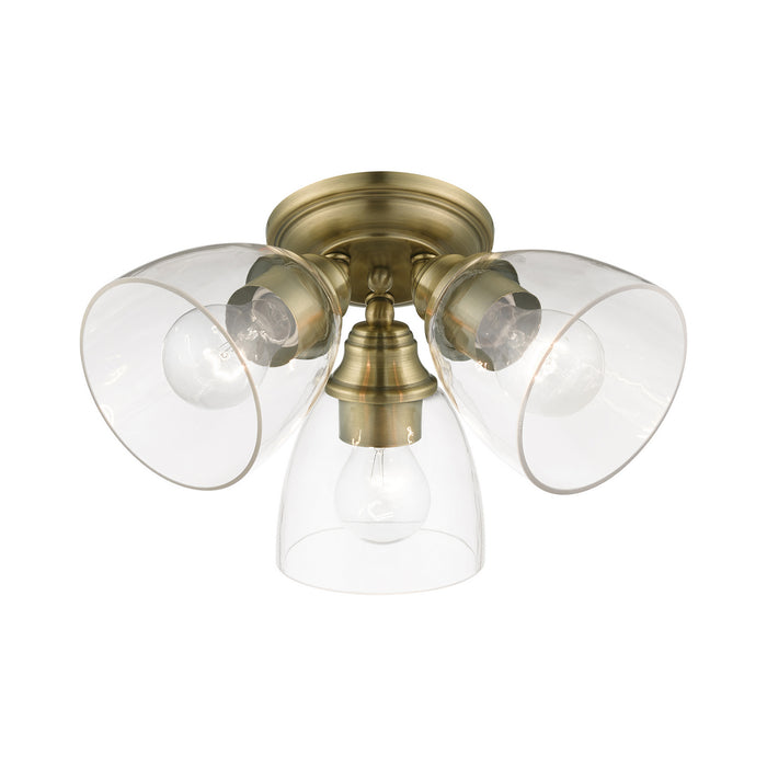 Livex Lighting - 46339-01 - Three Light Semi-Flush Mount - Montgomery - Antique Brass