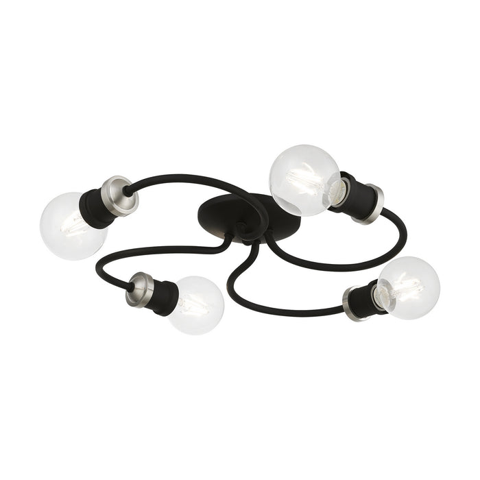 Livex Lighting - 46384-04 - Four Light Flush Mount - Bromley - Black with Brushed Nickel