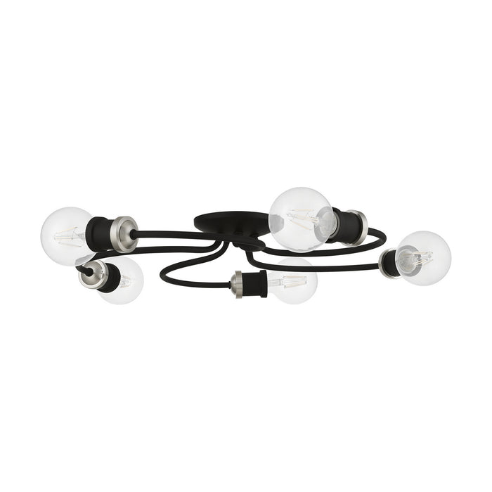 Livex Lighting - 46385-04 - Five Light Flush Mount - Bromley - Black with Brushed Nickel