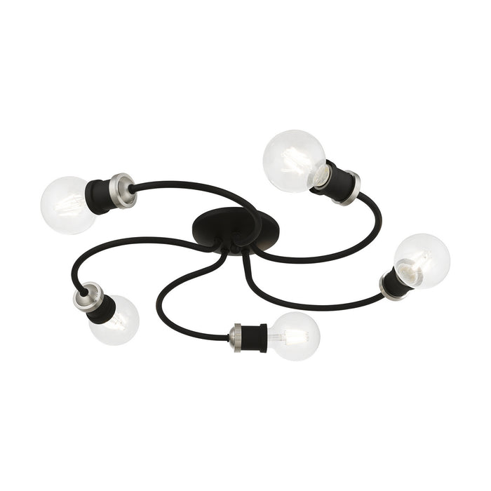 Livex Lighting - 46385-04 - Five Light Flush Mount - Bromley - Black with Brushed Nickel