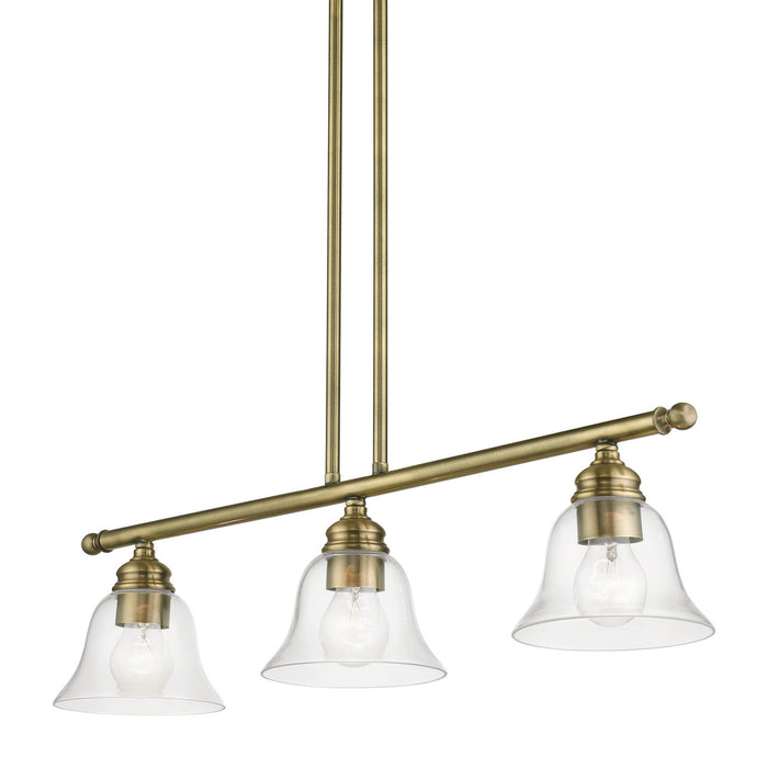 Livex Lighting - 46487-01 - Three Light Linear Chandelier - Moreland - Antique Brass