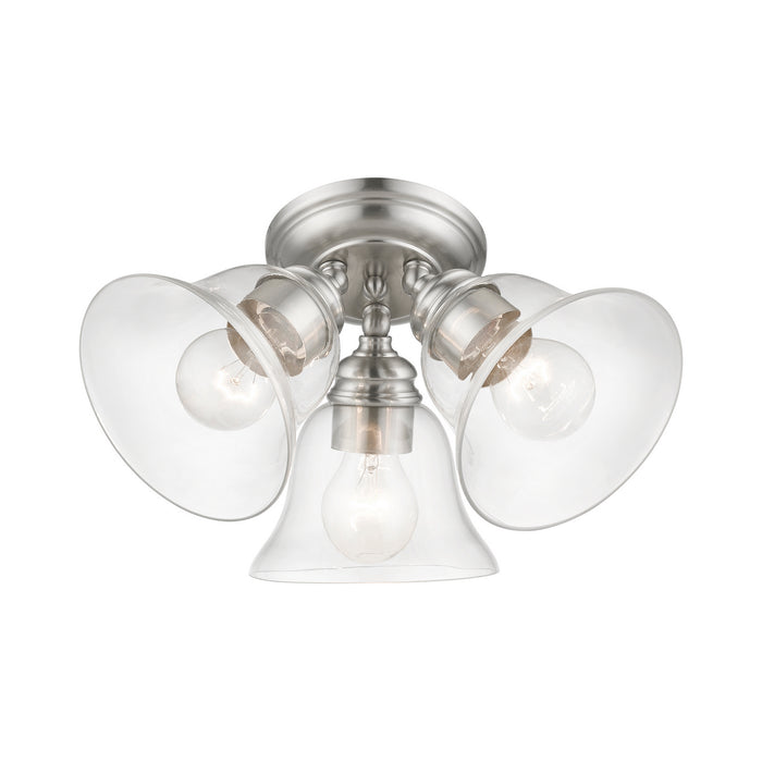 Livex Lighting - 46489-91 - Three Light Semi-Flush Mount - Moreland - Brushed Nickel