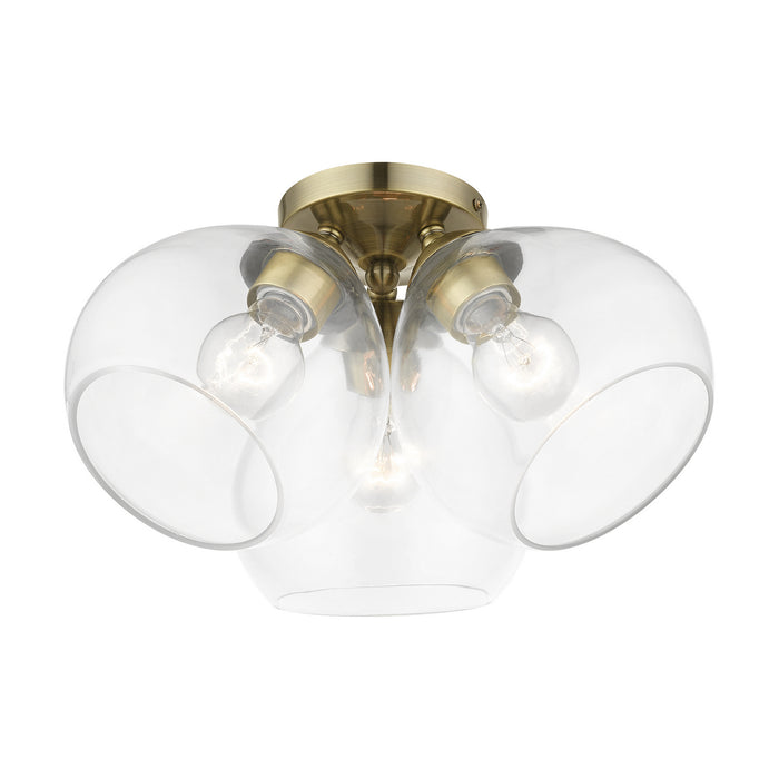 Livex Lighting - 46502-01 - Three Light Semi-Flush Mount - Catania - Antique Brass