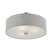 Livex Lighting - 46743-91 - Three Light Semi-Flush Mount - Dakota - Brushed Nickel with Shiny White