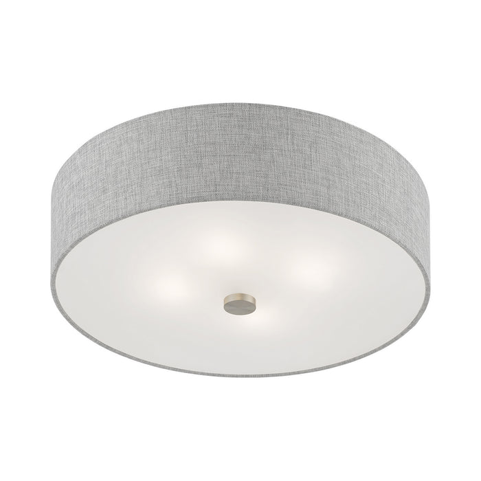 Livex Lighting - 46744-91 - Four Light Semi-Flush Mount - Dakota - Brushed Nickel with Shiny White