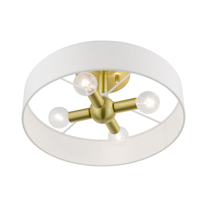 Livex Lighting - 46927-12 - Four Light Semi-Flush Mount - Venlo - Satin Brass with Shiny White