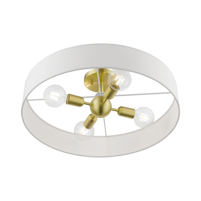 Livex Lighting - 46928-12 - Four Light Semi-Flush Mount - Venlo - Satin Brass with Shiny White