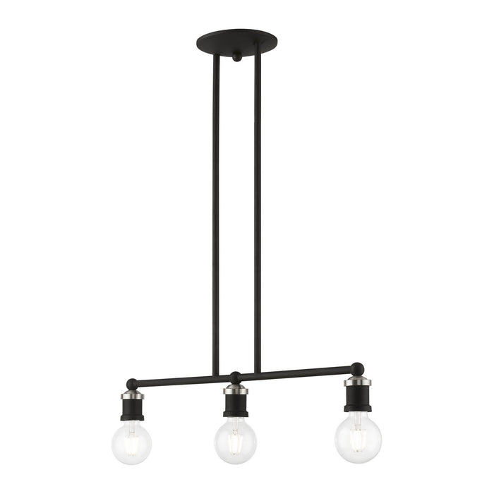 Livex Lighting - 47163-04 - Three Light Linear Chandelier - Lansdale - Black with Brushed Nickel