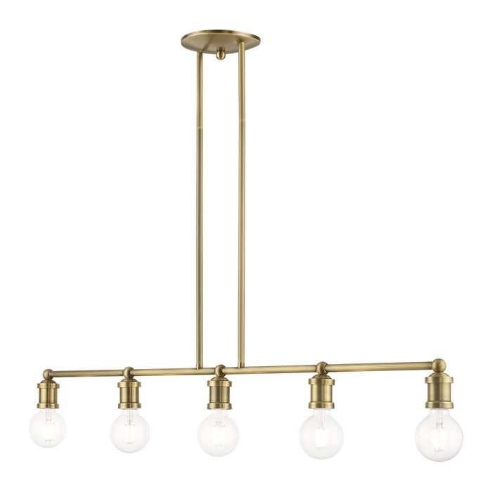 Livex Lighting - 47165-01 - Five Light Linear Chandelier - Lansdale - Antique Brass