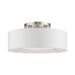 Livex Lighting - 47173-91 - Three Light Semi-Flush Mount - Gilmore - Brushed Nickel with Shiny White