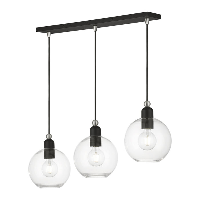 Livex Lighting - 48974-04 - Three Light Linear Chandelier - Downtown - Black with Brushed Nickel
