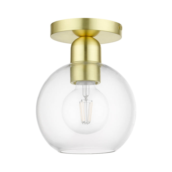 Livex Lighting - 48977-12 - One Light Semi-Flush Mount - Downtown - Satin Brass