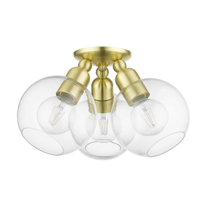 Livex Lighting - 48978-12 - Three Light Semi-Flush Mount - Downtown - Satin Brass