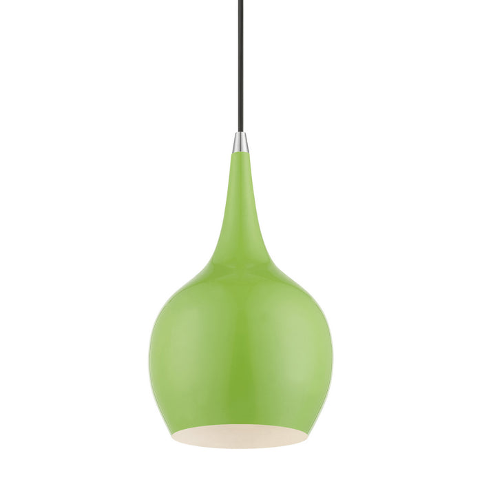 Livex Lighting - 49016-78 - One Light Mini Pendant - Andes - Shiny Apple Green with Polished Chrome
