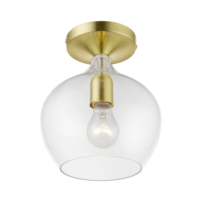 Livex Lighting - 49087-12 - One Light Semi-Flush Mount - Aldrich - Satin Brass with Polished Brass