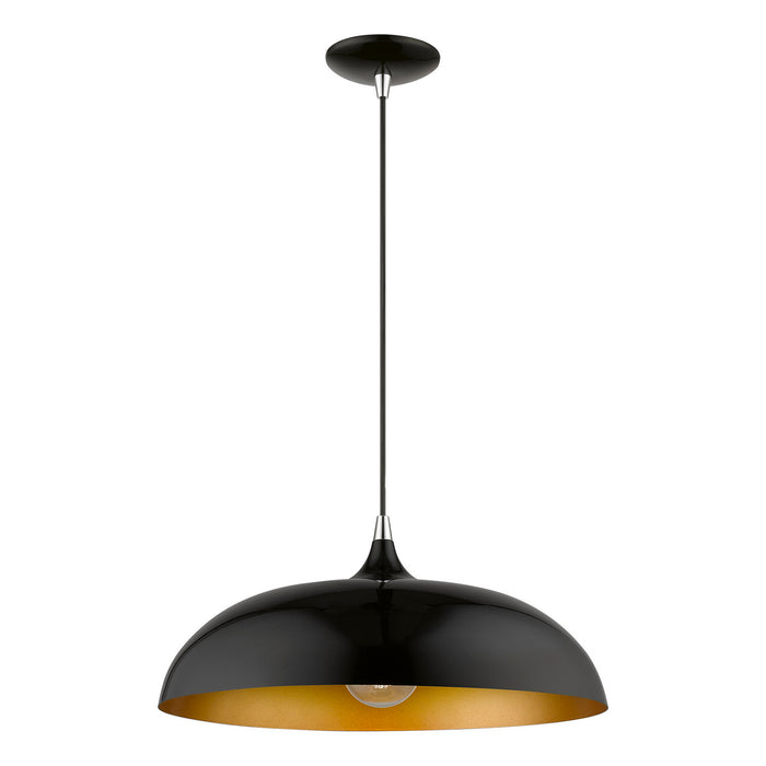 Livex Lighting - 49233-68 - One Light Pendant - Amador - Shiny Black with Polished Chrome