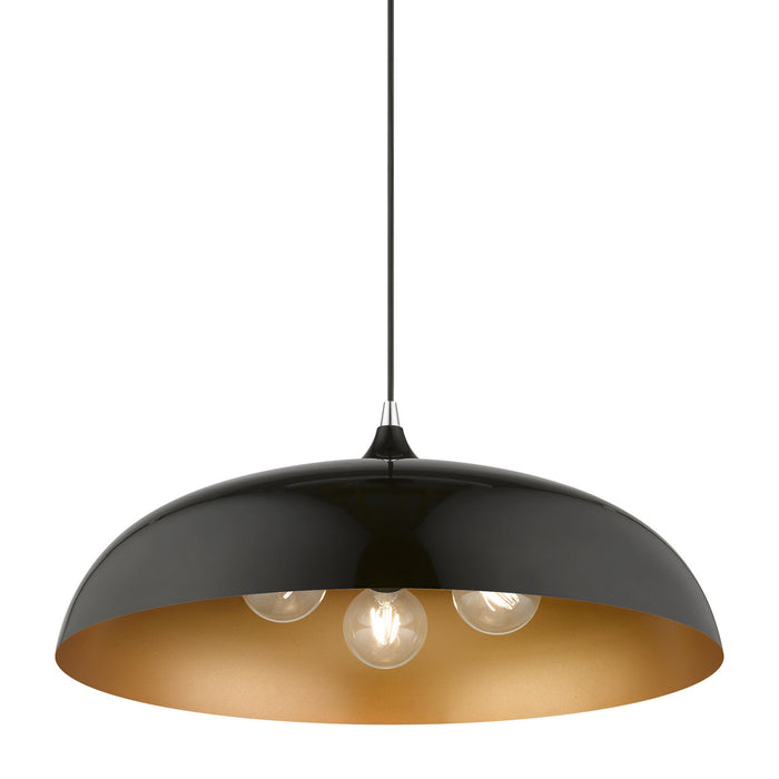 Livex Lighting - 49234-68 - Three Light Pendant - Amador - Shiny Black with Polished Chrome