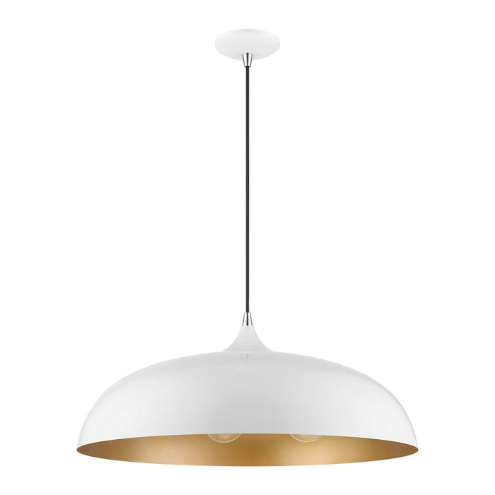 Livex Lighting - 49234-69 - Three Light Pendant - Amador - Shiny White with Polished Chrome