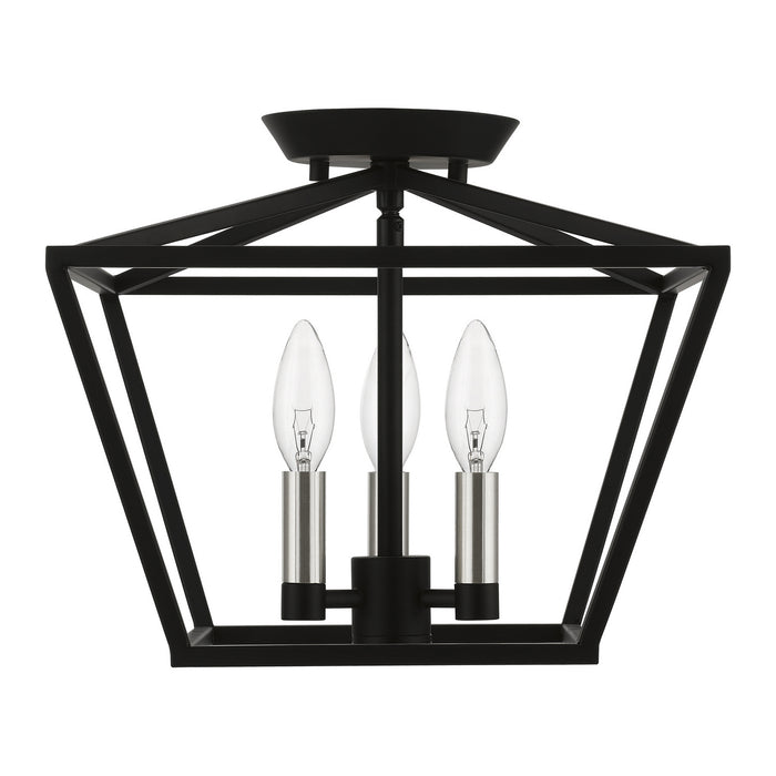 Livex Lighting - 49430-04 - Three Light Semi-Flush Mount - Devone - Black with Brushed Nickel