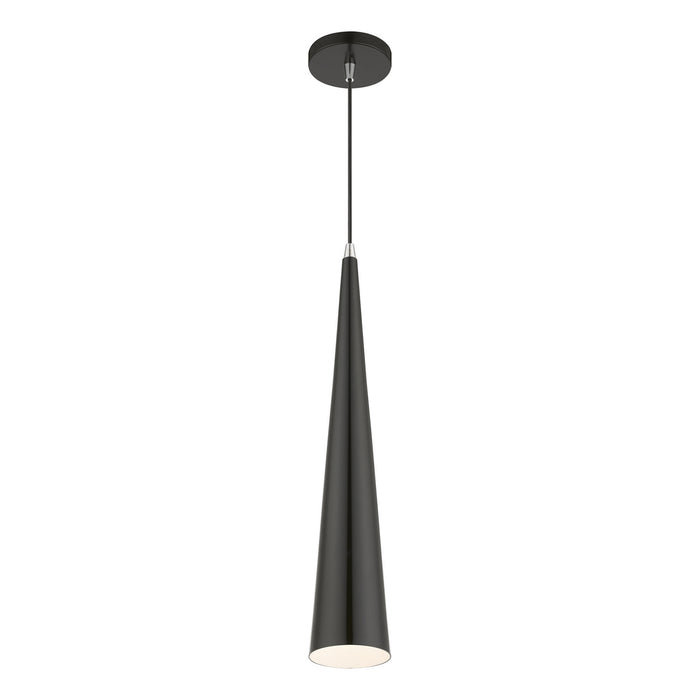Livex Lighting - 49631-68 - One Light Pendant - Andes - Shiny Black with Polished Chrome